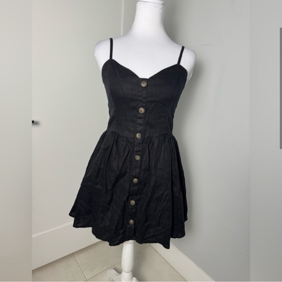 Reformation Velma Linen Dress in Black/Size 6 - Picture 4 of 11